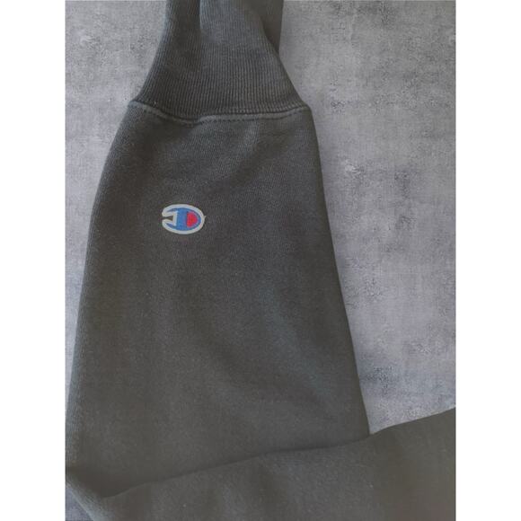 Vtg Champion Reverse Weave Black Hoodie SZ S Spell Out Faded Sweater Destroyed - Picture 3 of 11